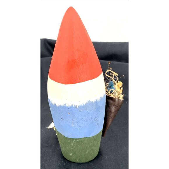 Santa Gnome with Basket Figure Folk Art Wood Pharmacist Pharmacy Tech 6.5" - Picture 4 of 8